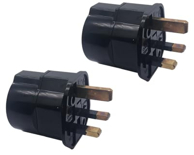 Strhowill 2 Pack UK to EU Plug Adapter,BS1363 to Schuko Socket Converter(13A 250V) – UK Male to Euro Female Power Adapter for UPS,PDU,Electronics – Black (UK plug TO EU4.8 socket-BK)