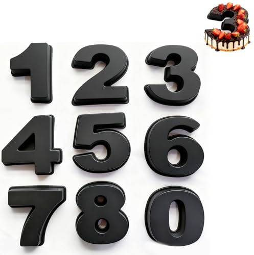 Doafoce 9 Stück Silikon Backform Zahlen 0-8 Number Cake Backformen Sets Kuchenform Zahlen 3D Kleine Silikonformen DIY Zahlenbackform für Geburtstag Party Jubiläum Hochzeit