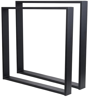 Tischbeine Metall Schwarz 72 cm - Tischkufen aus 2 mm Stahl Heavy Duty | Industrielles Design, pulverbeschichtete Oberfläche, kratzfest und mit Kunststoffkappen zum Schutz empfindlicher Böden