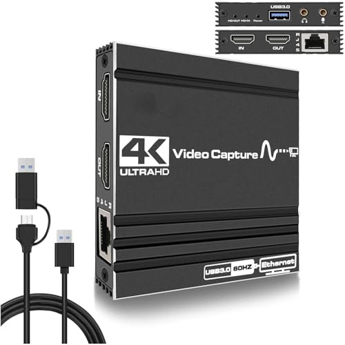Luocute 1080P 60Hz Multimedia Card, 4K Live Streaming USB 3.0 Video Karte für Gaming, Rundfunk, mit RJ45 Ethernet, Kompatibel für, Mac,