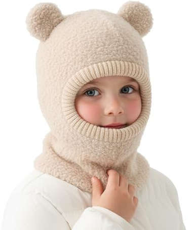 AYPOW Cappello Passamontagna Inverno Bambino Bambini 1 a 7 Anni, Calda Morbido Berretto con Termico Fodera in Pile Antivento Cappuccio Sciarpa Elastico Balaclava per Bambini Ragazzi Ragazze
