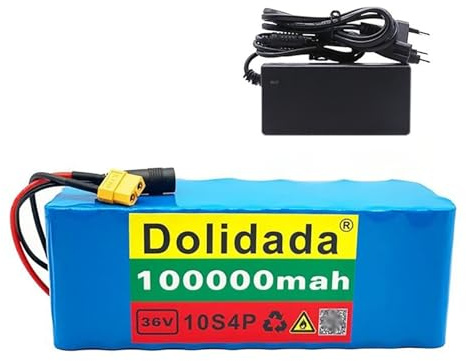 Batterie De Vélo Électrique 36 V 100 Ah, Batterie Li-ION 10S4P avec Chargeur 42 V, pour Draisiennes, Vélos Électriques Et Scooters