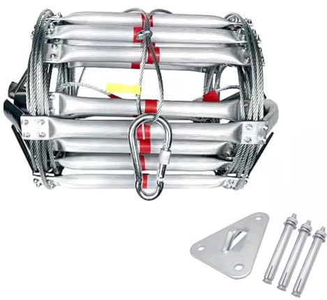 KHLMSRXJ Emergency Fire Escape Ladder - Aluminum Alloy, Rope Ladder Fire Escape for Kids and Adult with Hooks - Ideal for Home Window loft, Compact and Portable Safety fire Soft Ladder