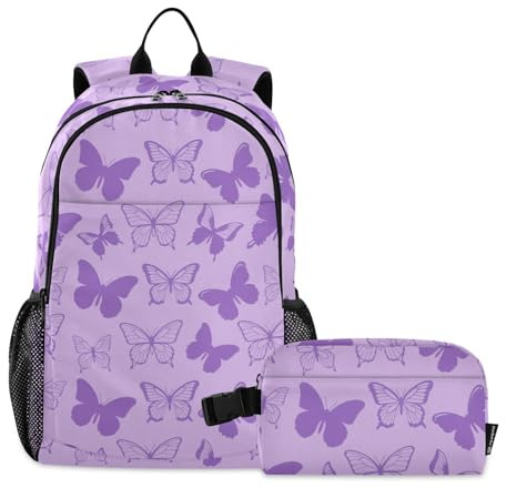 decor gift Fashion Lilac Butterflies Book Bag For Boys Bookbags With Lunchbox For Boys 7-10 mochilas y loncheras para ni?os
