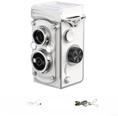 Mini fotocamera digitale retrò, 1080P, fotocamera retrò, fotocamera ultraportatile, mini fotocamera digitale compatta, per principianti, adolescenti, adulti (bianco)