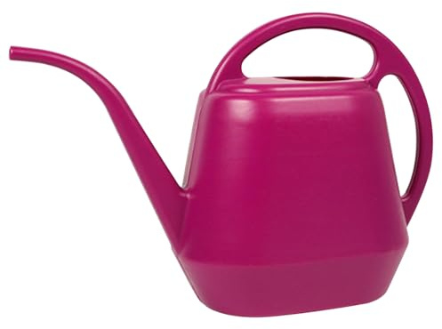 Wedhapy Annaffiatoio per Piante Annaffiatoio 4L Becco Lungo Acqua Doppio Manico Bocca Larga Pianta Antiscivolo Impermeabile Esterno Interno, Rosa Rossa