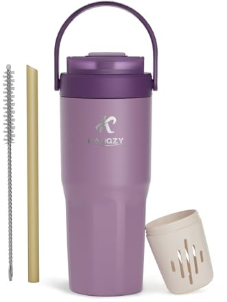KANGZY Coffee Cup Travel Mug 600ml – Stainless Steel Insulated Water Bottle, 2-in-1 Lid, Vacuum Thermal Cup, Leak-Proof Design, Keeps Drinks Hot 8H+ / Cold 24H – Work, Travel & Car (Orchid Purple)