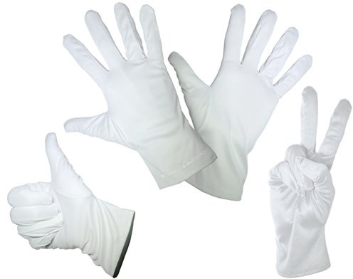 Schleiter & Jauernig 1 Paar feine Mikrofaser Handschuhe - Weiss - In den Größen: S M L XL - Zum Reinigen / Putzen, Verkleiden für Karneval - Handschuh für EIN Pantomime Kostüm gut geeignet (Large)