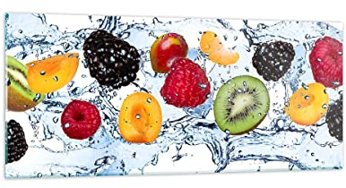 Decoracion Salon Agua frutas alimentos frescos Vidrios decorativos 120x50cm Cuadro Sobre Vidrio Moderno Cocina Cuadros Pared Impresiones Impresión en Cristal Wall Art Prints Grande GAB120x50-2675