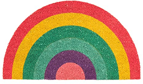 Fisura - Shaped entrance mat. Original Coconut doormat with PVC anti-slip backing. Measurements: 70 x 40 cm. (Rose GoldRainbow, multicoloured)