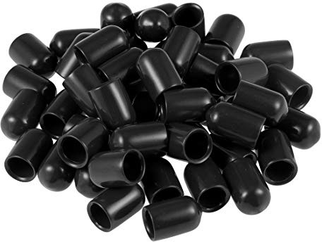 sourcing map 50 Stück Gummi Endkappen 8mm Innendurchm. Gummikappen Runde Schutzkappen Gummi Abdeckung Stopfen Möbelgleiter Bolzen Gewindeschutz für Schrauben Rohr Stuhlbeine, Schwarz