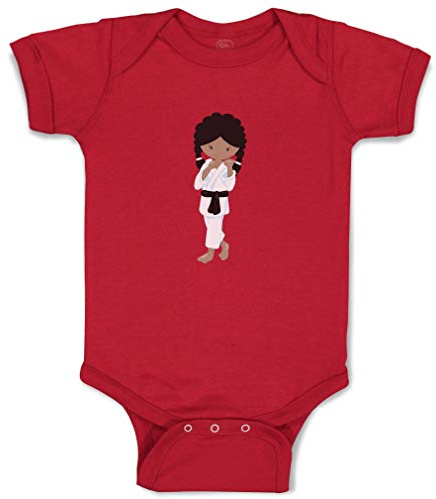 Custom Boy & Girl Baby Bodysuit Karate Girl Pose 3 B Funny Cotton Baby Clothes Garnet Design Only 6 Months
