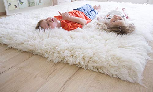 Steffensmeier Flokati Teppich Flokati 4000 | Wolle, Natur, Größe: 55x110 cm Original aus Griechenland, Wohnzimmerteppich, Schlafzimmerteppich