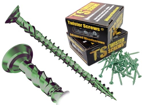 Twister Screws Premium Double-Threaded Decking Screws | 5mm x 80mm | Green | Box of 250 | Self Drilling, Self Countersinking, E-Coat, Ultra Sharp Quick Grab Point