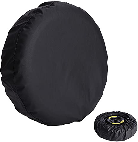 JMTBNO Reserveradabdeckung Schwarz Leder Ersatzradabdeckung Wasserdicht Staub UV Schutz RV Reifencover für Auto Anhänger RV LKW SUV (für Gesamtraddurchmesser 55-58cm)