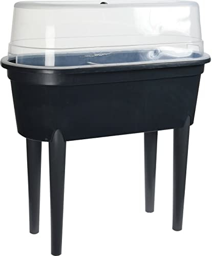 Muddy Hands Large Black Raised Garden Planter with Lid – Recycled Plastic Tall Grow Table Stand | All-Season Outdoor Plant Pot for Flowers, Herbs & Vegetables | 77 x 38 x 84 cm