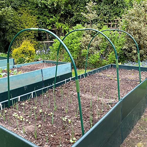 Extendable Garden Cloche Hoops for Netting Plant Protection & Support | Heavy Duty Metal Grow Tunnel Polytunnel Greenhouse Arch Kits & Connectors (1.1m W x 1m H (Pack of 4))