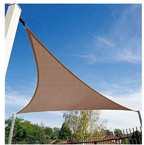 WRJAHCG Vela Ombreggiante Triangolare,Vela ombreggiante Impermeabile Tenda a Vela Parasole Protezione UV per Terrazza Campeggio Giardino Esterno,Cachi,3.6x3.6x3.6M