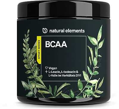 natural elements BCAA – 360 kleine Kapseln – essenzielle Aminosäuren – Leucin, Isoleucin & Valin – hoch bioverfügbares 2:1:1-Verhältnis – vegan, hochdosiert, ohne unnötige Zusätze, laborgeprüft
