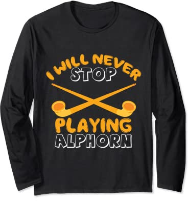 Spielen Alphorn aus Alpen Musikinstrument in der Schweiz Langarmshirt