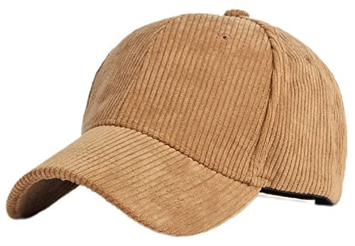 GIBZ Cappellino da Baseball Classic Unisex, Cappello da Sole in Velluto a Coste Regolabile con Visiera Curva, Berretto per Sport, Marrone