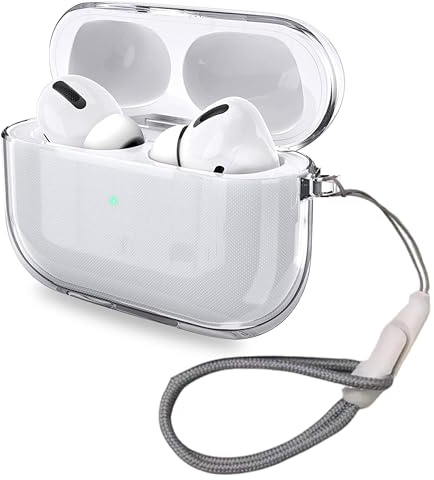 MouyouGlow Durchsichtig AirPods Pro Hülle 2021 2019,Transparente Air Pods Pro Case TPC Schutzhülle mit Lanyard,Stoßfeste LED Sichtbar Kabelloses Laden Cover für AirPods Pro 1 Gen Ladecase - Clear …