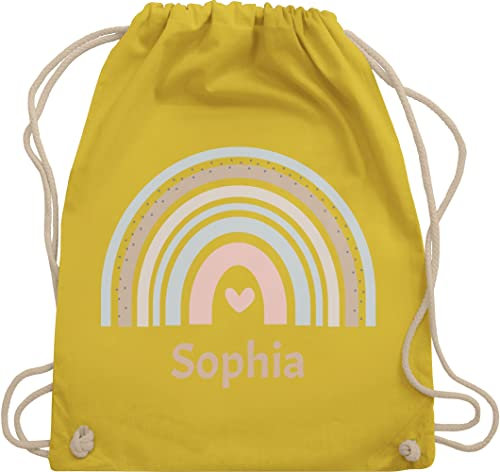 Turnbeutel Rucksack - Boho - Regenbogen Farbbogen Himmelsbogen Rainbow - Unisize - Gelb - personalisierter beutel kinder kindergartenbeutel name chic stil stoffbeutel sportbeutel für die schule