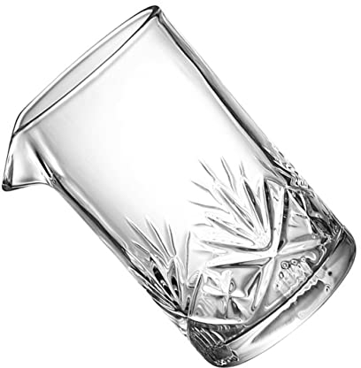 KICHOUSE Cocktail Mixing Pitcher 700ml Crystal Glass with Carved Design Thick Base and Pour Spout for Bartenders and Entertaining