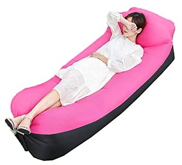 Surwin Wasserdichtes Aufblasbares Sofa,Tragbares Luft Sofa Aufblasbare, Air Lounger, Luftsofa Luftsack Für Outdoor, Strand, Party,Reisen (230x70cm,Rosa)