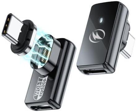 HanCenDa USB-C-Magnetadapter, 24 Pins, 2 Stück, 90-Grad-Typ-C-Adapter mit PD, 140 W, Ladung, 40 Gbit/s, 8K, 60 Hz, Video, USB4 für Thunderbolt 3/4, MacBook Pro/Air Phone und weitere Typ-C-Geräte