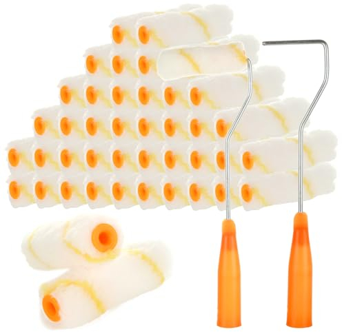 GOYADA Lot de 40 Rouleaux de Peinture, Mini Rouleau à Peinture avec 2 Poignées en Caoutchouc, Kit Rouleau à Peinture 10 cm pour Décoration le Mur et le Plafond