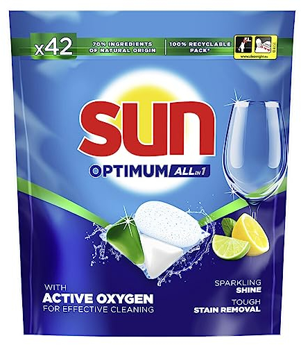 Sun Optimum All-in 1 Citroën Lave-vaisselle Pastilles, pour un nettoyage puissant et une brillance éclatante 42 capsules
