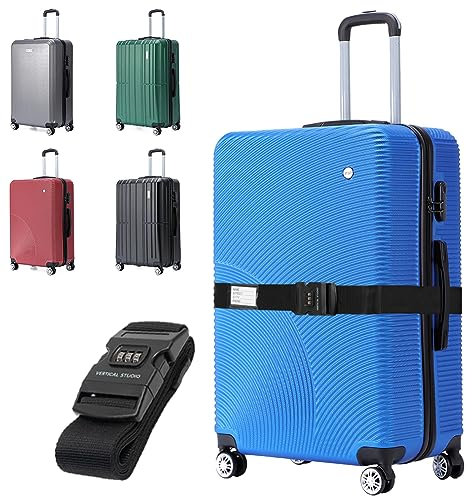 VERTICAL STUDIO Valise de 28, 24 ou bagage à main de 20, sangle de valise incluse. Valise rigide avec roulettes, poignée télescopique et serrure à combinaison, Malmö Bleu, 24, Valise rigide avec