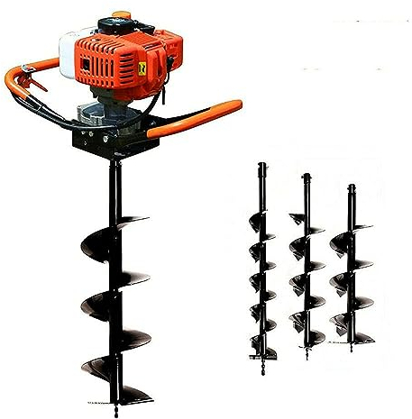 ZUMAHA Trapano A Trivella A Benzina A 2 Tempi, Scavatrice A Trivella A Trivella da 198 CC 5200 W, Set di Trivelle A Benzina A Terra, Trivella A Terra per Recinzione A Trivella