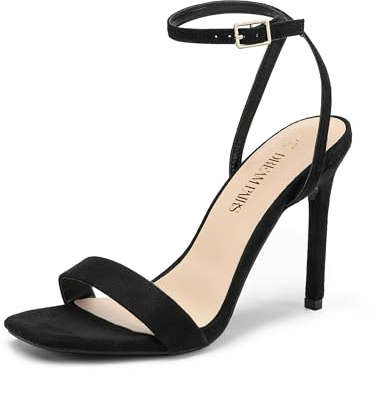 DREAM PAIRS Black Suede Heels Women's High Stilettos Sexy Open Toe Dress Shoes Ankle Strappy Wedding Party Club Dance Pumps Sandals, Size 7 US SDHS2214W