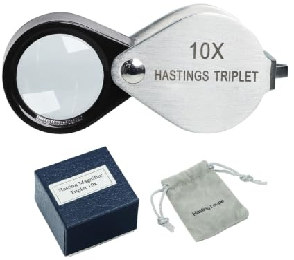 DANOPLUS Juwelierlupe, 10-fache Vergrößerung, Triplett, 16 mm, optisches Glas, helle klare Linse, Edelstahl, Mini-Lupe für Edelsteine, Schmuck, Münzen, Briefmarken, Uhrenreparatur usw