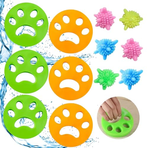 Pet Hair Remover Washing Machine, 12 Pieces Pet Hair Remover, Pet Hair Remover for Laundry, Laundry Balls, Pet Hair Removal for Laundry Clothes, Removes Fur in Washing Machine and Dryer
