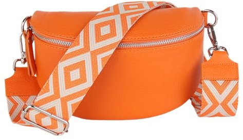 MIRROSI® Bauchtasche Damen, Echtleder, Made in Italy, Umhängetasche, Brusttasche, Crossbody Bag (1 Tasche & 2 Gurte)