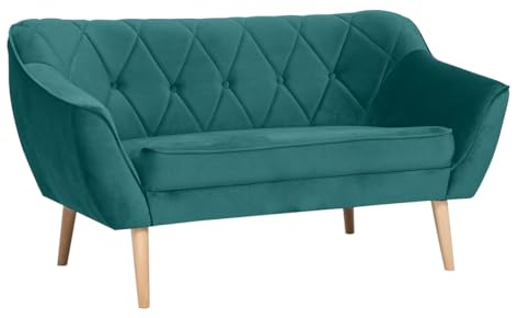 BETTSO - CARO2 - Sofa - Couch - 2 Sitzer - Relaxsessel - Mini Sofa für Wohnzimmer, Schlafzimmer - Loungesessel - Kleine Couch - Samt Velvet Smaragd Grün