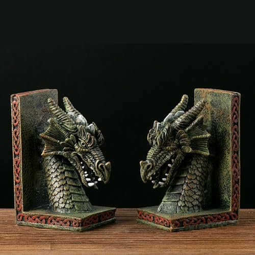 Drachenstatue, Sammlerdrachenfigur, EIN Paar gotische Drachenkopfstatuen, Drachenskulptur aus Kunstharz, Tischdekoration, dekorative Akzentdrachen-Dekoration