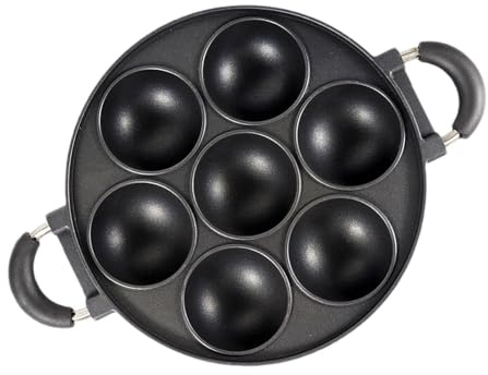 Cast Iron Muffin Pan - Cake Pan with Handles, Pre-Seasoned Baking Set 7 Cake Tins | 7 Hole Cake Pan Pre-Seasoned Cast Iron Round Spherical 7 Hole Bisco Baking Pan