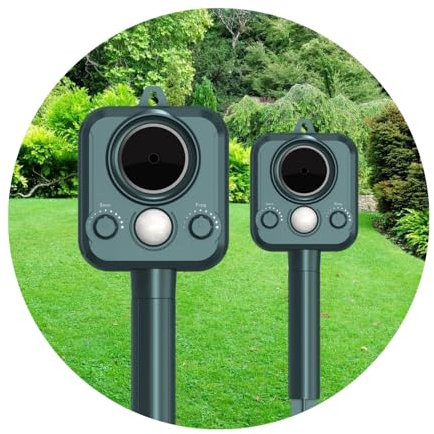 Ultrasonic Cat Repeller Motion-Activated Pack of 2 Animal Deterrent for Gardens Stop Cats, Foxes and Rodents from pooping in Your Garden. Waterproof Pest Control Device.