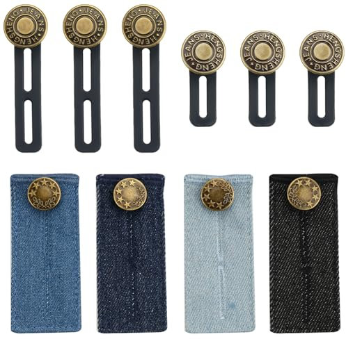 10 Stück Hosen Bunderweiterung Knopf Elastische Bundverlängerungen, Knopf Verlängerung für Hosen Damen,Bunddehner für Jeans, Hosen Erweiterung Schwangerschaft, Jeans Knopfloch Erweiterung Taill