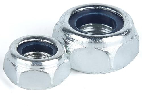 1/5/10/20/50 Stück DIN985 M2-M12 selbstsichernde Mutter aus verzinktem Kohlenstoffstahl, Sicherungsmutter, Sicherungsmutter, Slip-Nylon-Sechskantmutter(Xin,M8-10Pcs)