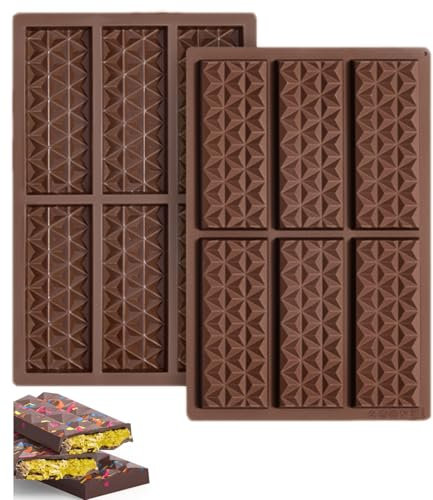 Stampo per Cioccolato in Silicone Alimentare, Facile Demolizione, Senza BPA, Ideale per Barrette di Cioccolato, Bomboniere, Festività e Occasioni Speciali, 2 Pezzi