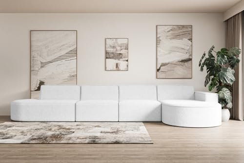 ALTDECOR Ecksofa in L-Form Corner Sofa Bett Eckcouch Couch Wohnlandschaft Cauchsofa MARI-L3-413x171x79,5 cm Weiß