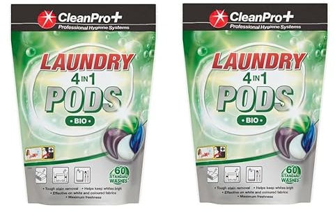 CleanPro 120 (2x60) Washing Liquid Laundry Detergent Capsules Bio Laundry Pods, 4 in 1 Washing Capsules|Tough on Stains, Gentle on Sensitive Skin – Fresh Long-Lasting Fragrance – Easy Machine Use