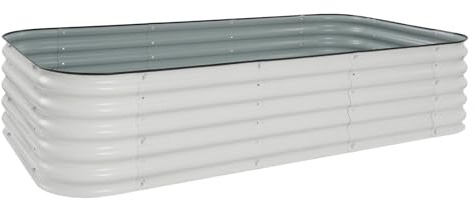 Garbenat Jardinière surélevée rectangulaire en métal - Hauteur : 43 cm - Blanc - Jardinière surélevée - À monter soi-même - Parterre de plantes autoportant pour jardin, balcons, arrière-cours (12 en 1