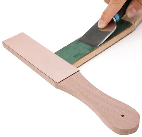 Läderskrapa för slipning, läderskärpningsband - ergonomiskt dubbelsidigt handtag för slipning av kockknivar, träbearbetningsmejslar och sittverktyg