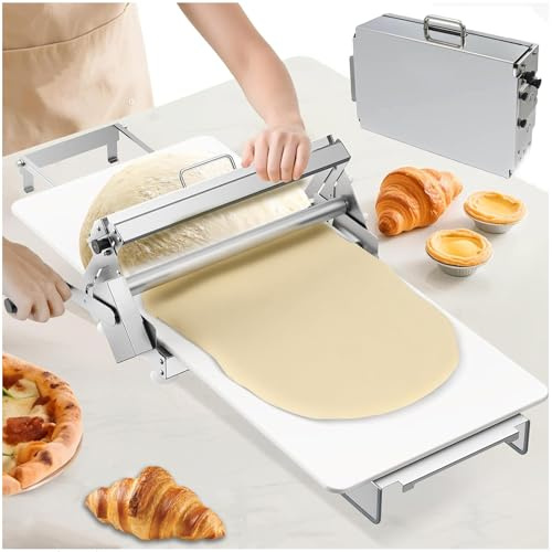 Sfogliatrice per Croissant, Macchina per Sfoglia Pieghevole Commerciale per Spessori da 0 a 25 mm, Pannello Antiaderente di Grandi Dimensioni, per Cucine Domestiche 60x30cm